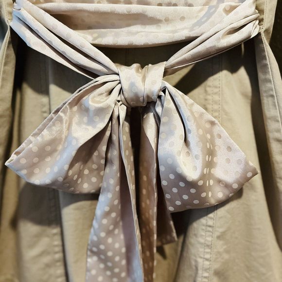 VTG Designer Women’s Mid Long Trench Coat Belted Jacket Overcoat Slim Fit Tan S - Picture 8 of 13